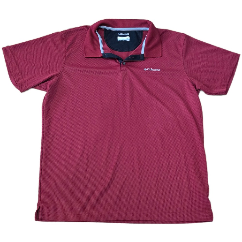 Columbia Omni-Wick Mens Lg Burgundy Maroon Short Sleeve Performance Polo Shirt